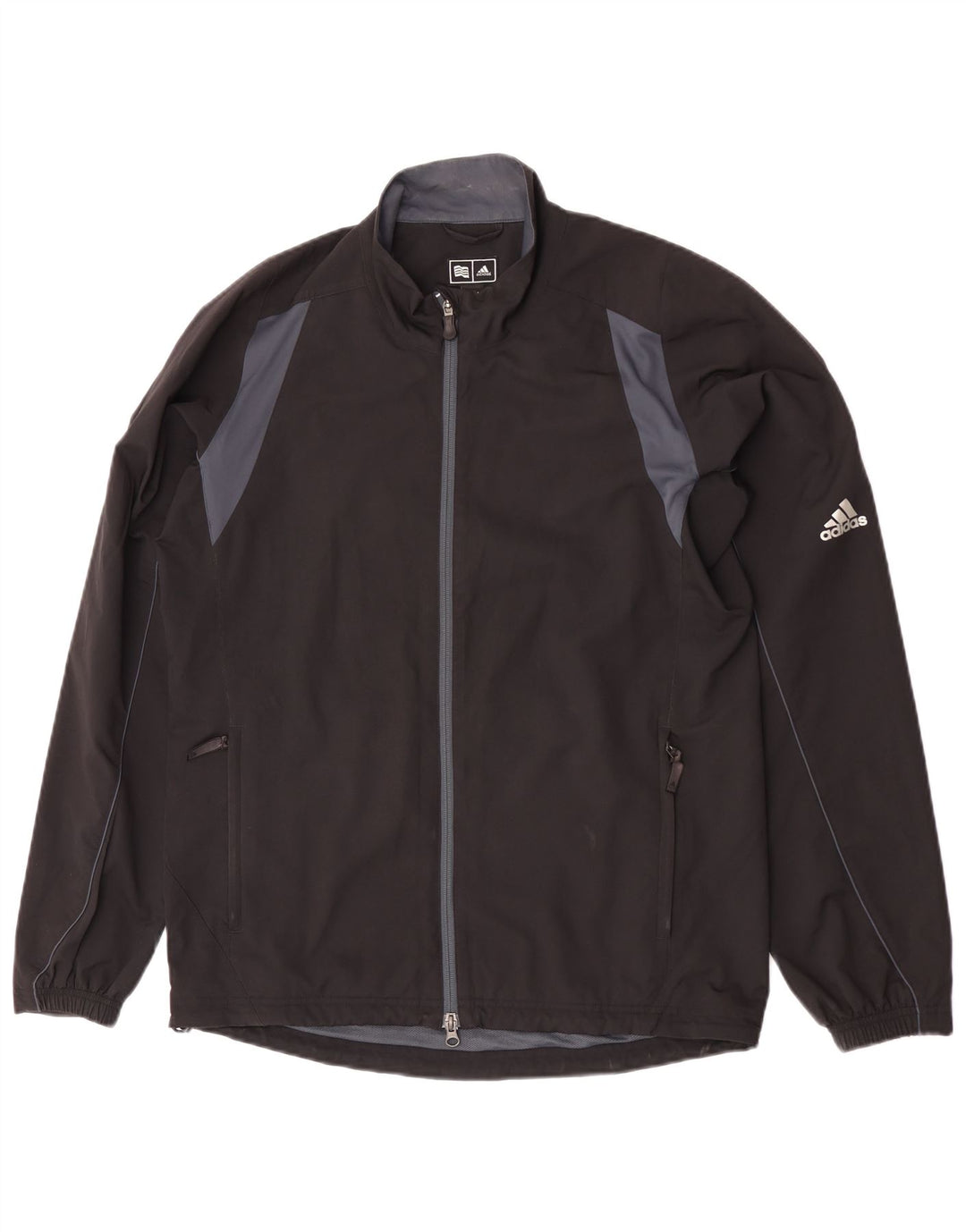 Adidas Clima Proof Herren-Trainingsanzug-Top-Jacke, Mittelschwarz, Farbblock