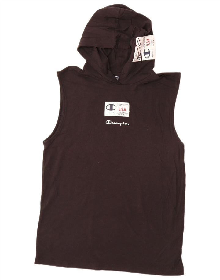 Champion Herren-Weste mit Kapuze und Grafik, mittelschwarze Baumwolle