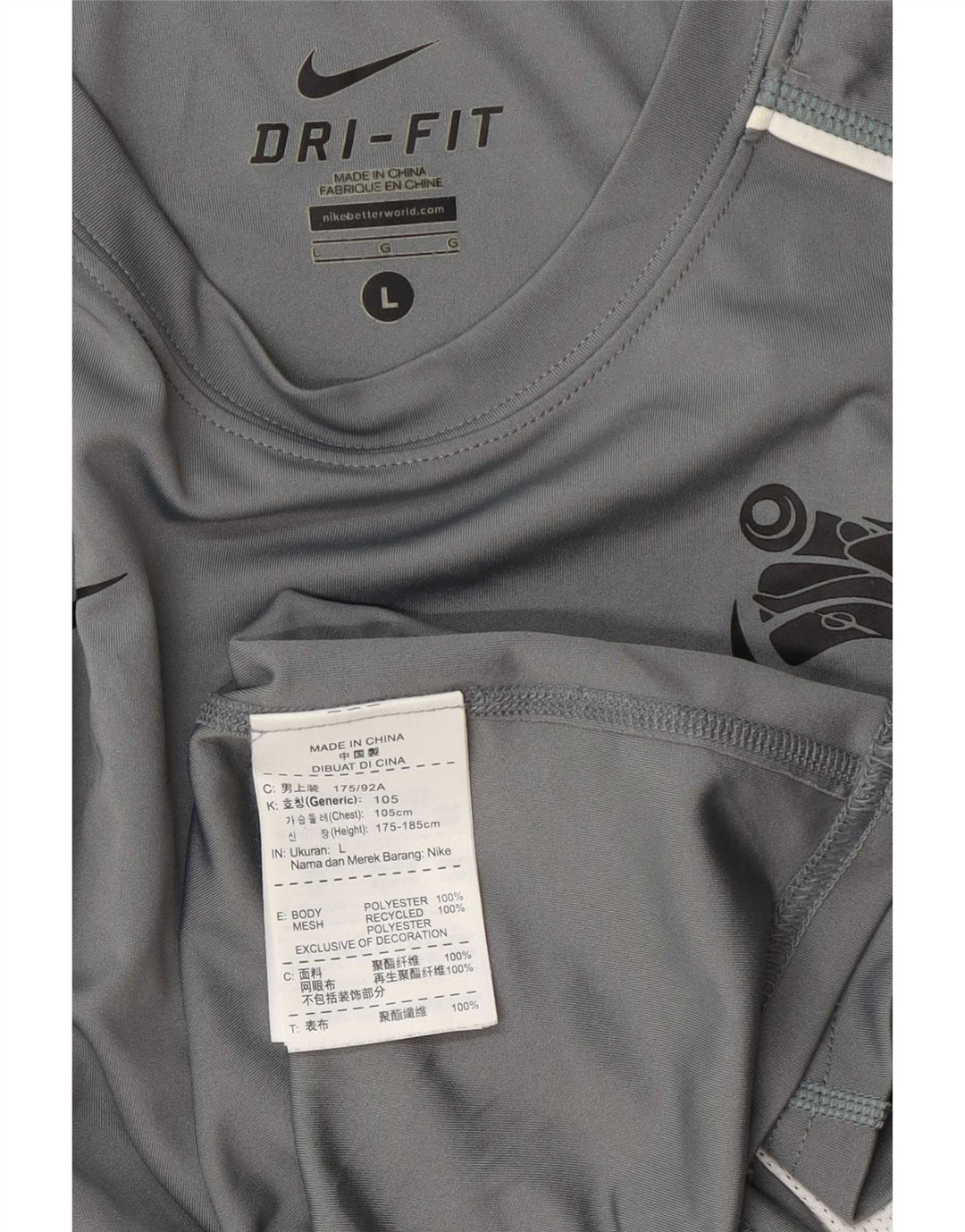 Nike Herren Dri Fit T-Shirt-Oberteil, großes graues Farbblock-Polyester