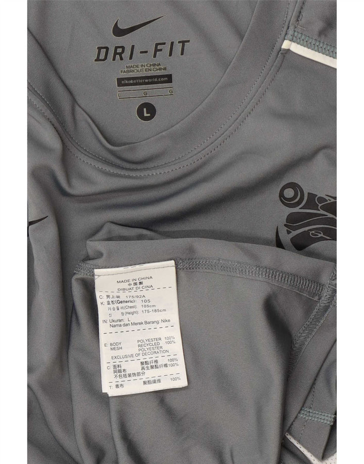 Nike Herren Dri Fit T-Shirt-Oberteil, großes graues Farbblock-Polyester