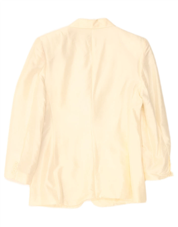 BENETTON Womens 2 Button Blazer Jacket IT 44 Medium Off White Silk Vintage Benetton and Second-Hand Benetton from Messina Hembry 