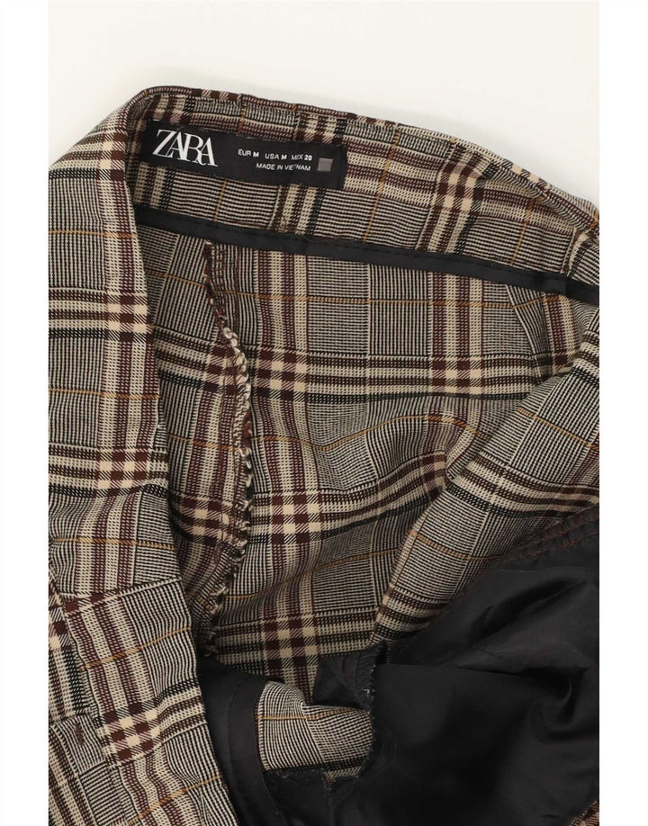 Zara Slim Chino-Hose für Damen, mittelgroß, W28, L27, braun kariert