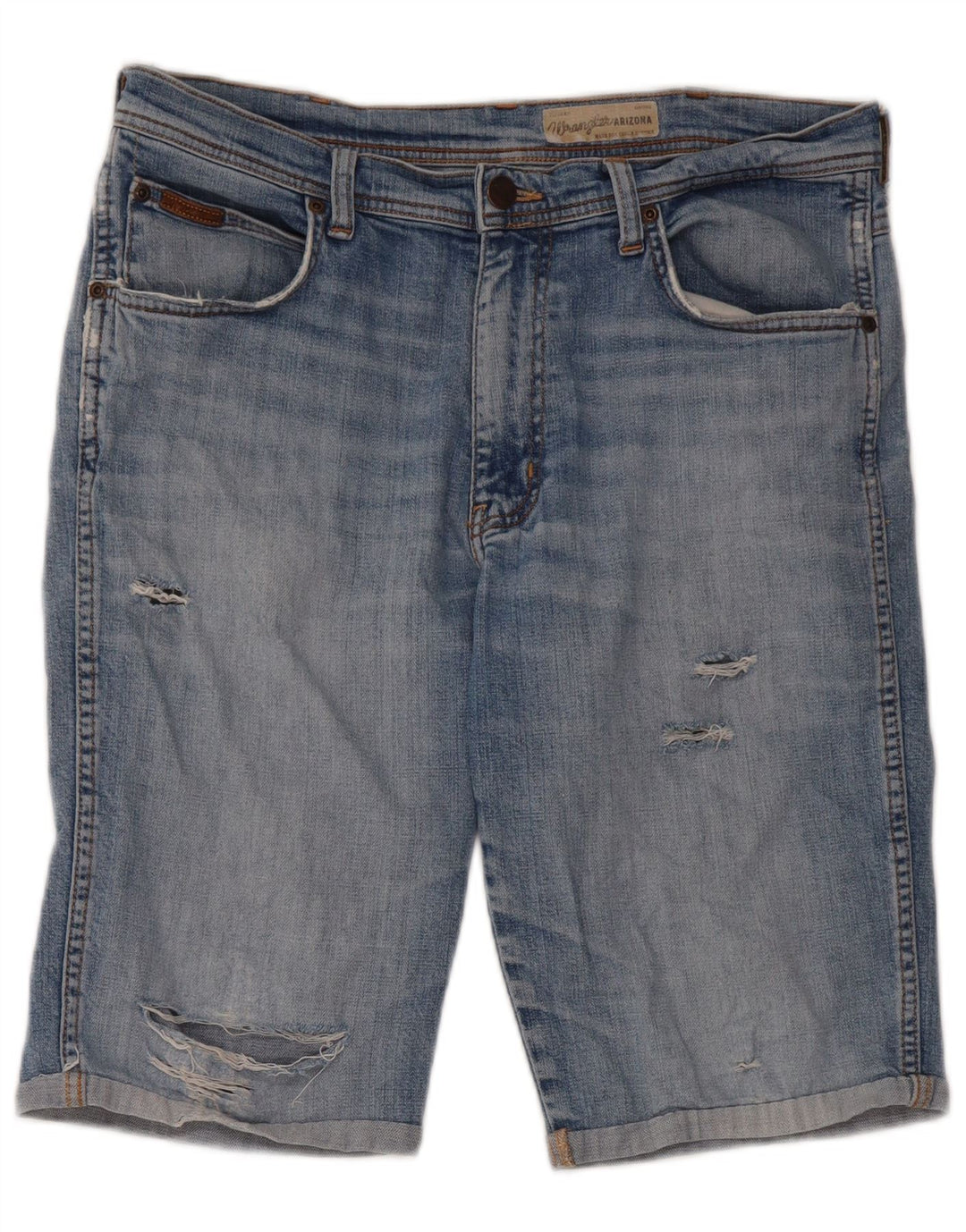 Wrangler Herren Distressed Denim Shorts W34 Große blaue Baumwolle