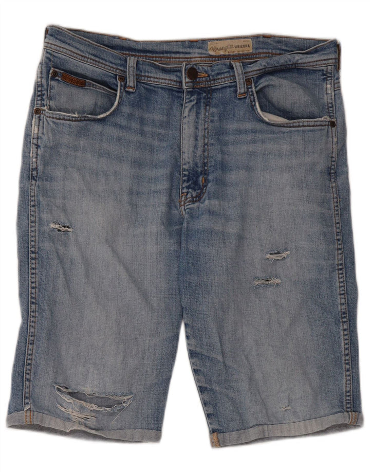 Wrangler Herren Distressed Denim Shorts W34 Große blaue Baumwolle