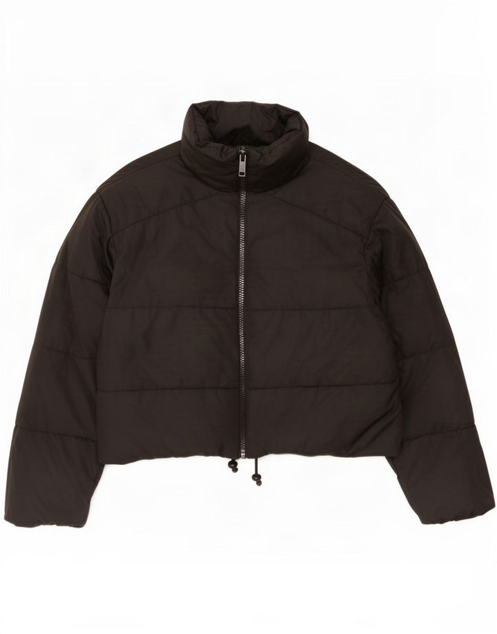 Zara Damen Übergroße wattierte Jacke UK 10 Small Schwarz Polyester