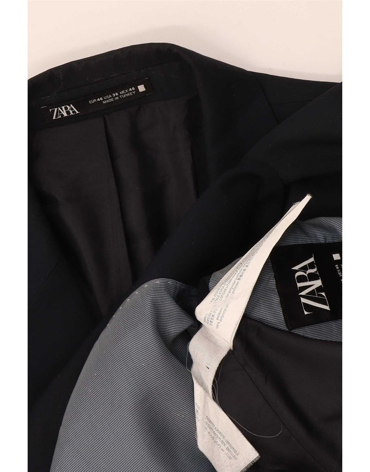 Zara Herren-Blazerjacke mit 2 Knöpfen, EU 46, klein, marineblau, Polyester