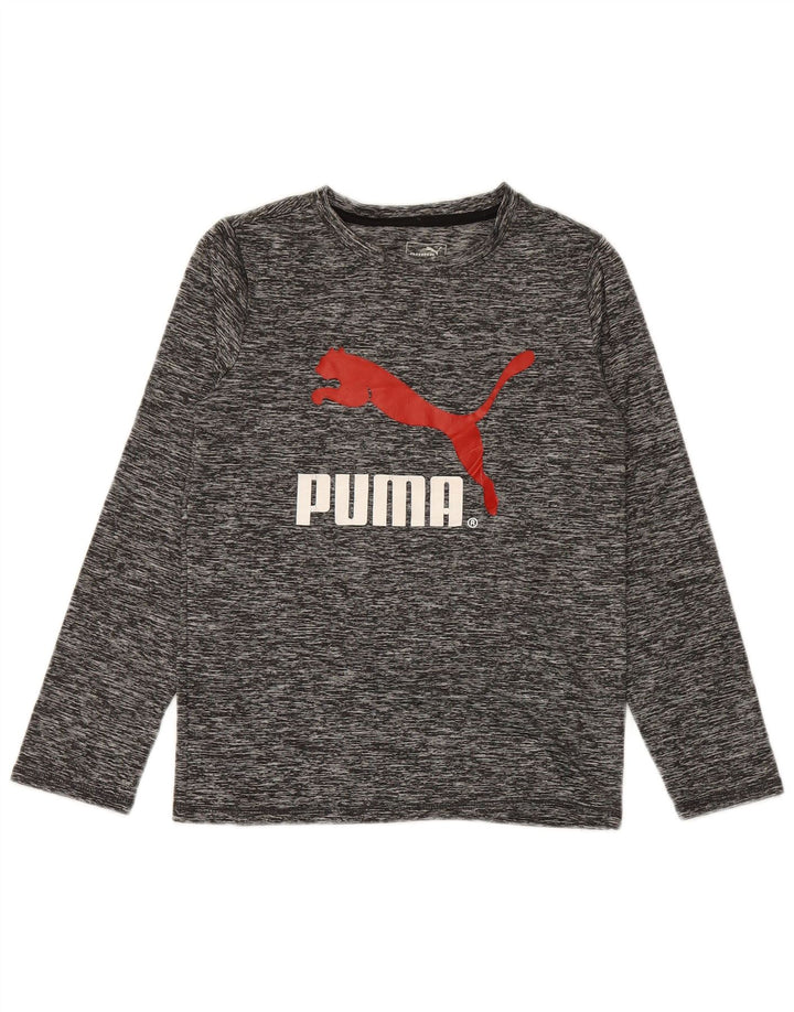 PUMA Jungen Graphic Top Langarm 8-9 Jahre Small Grau Polyester