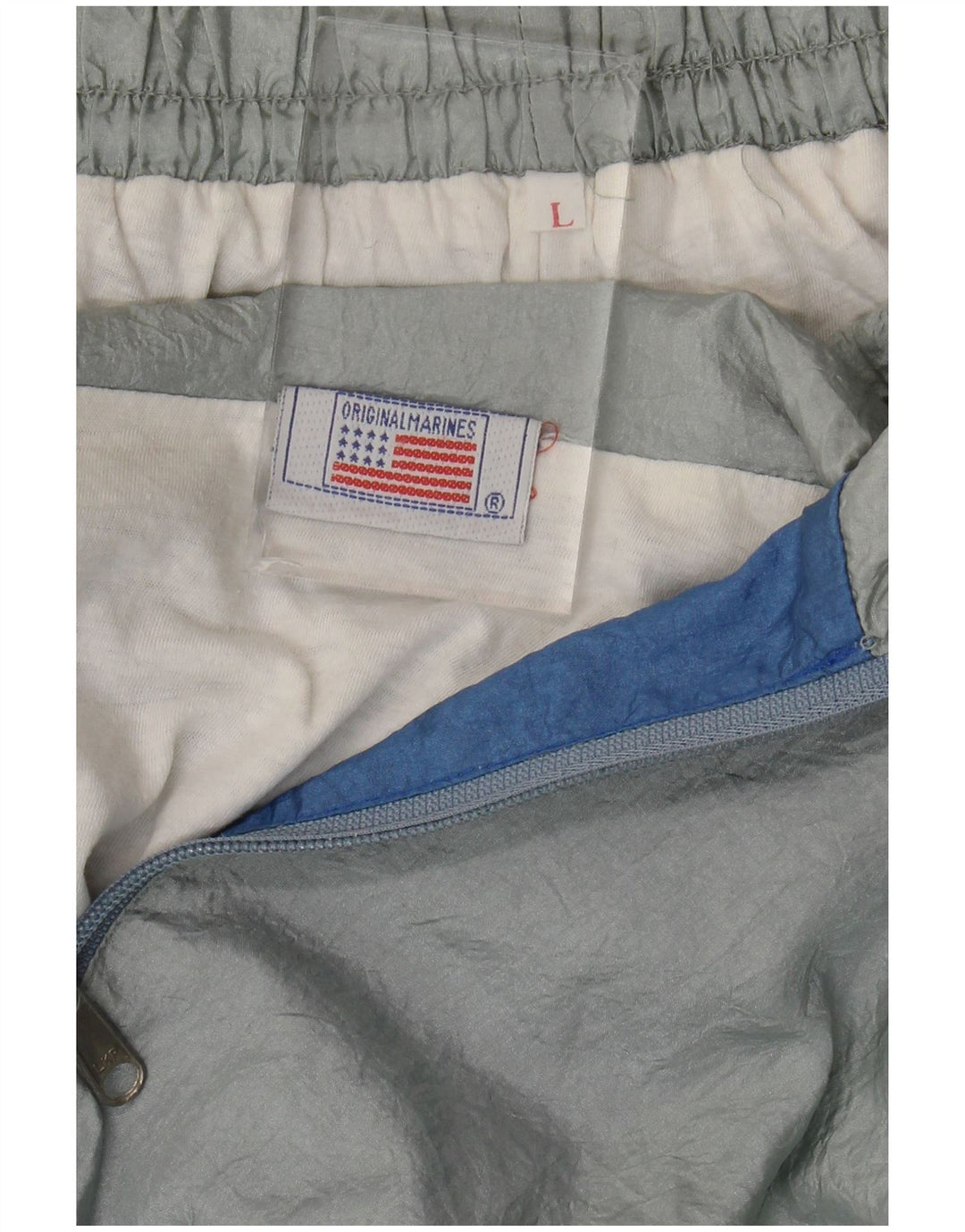 Vintage Herren-Trainingsanzug, groß, graues Colourblock-Nylon