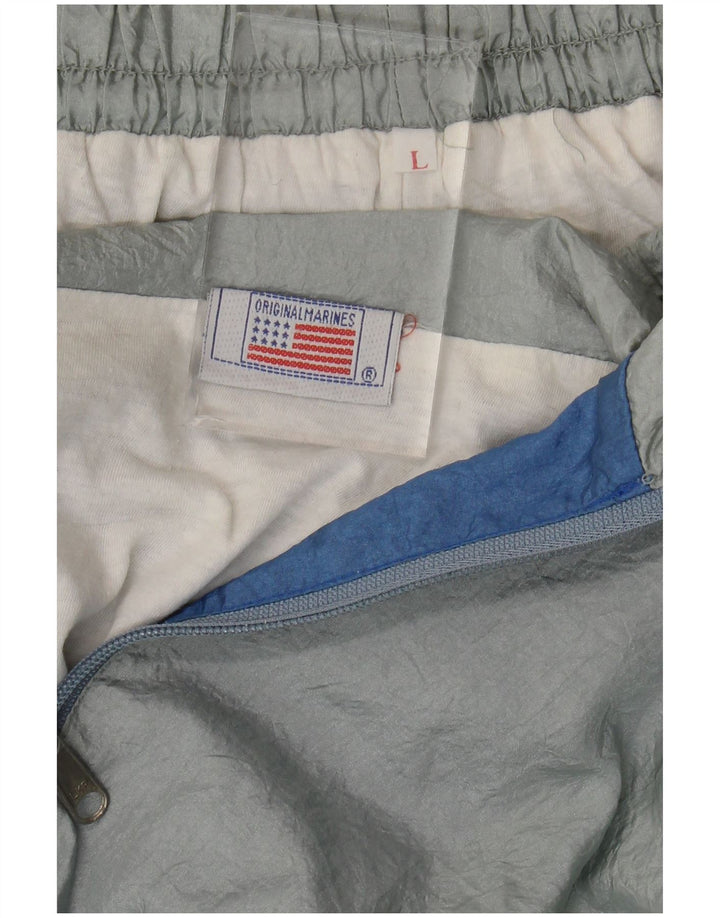 Vintage Herren-Trainingsanzug, groß, graues Colourblock-Nylon
