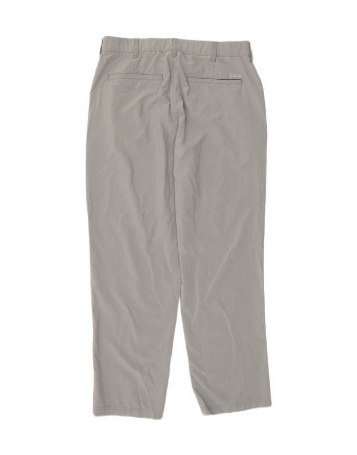 Izod Herren Chinohose W34 L30 Graues Polyester