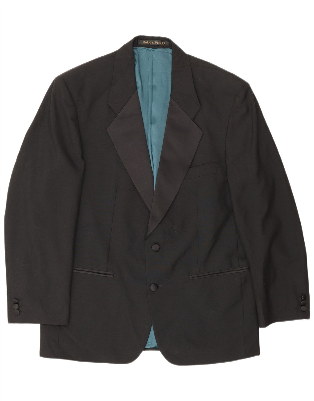 Marks & Spencer Herren-Blazer mit 2 Knöpfen, Gr. 40, Größe L, Schwarz, Polyester