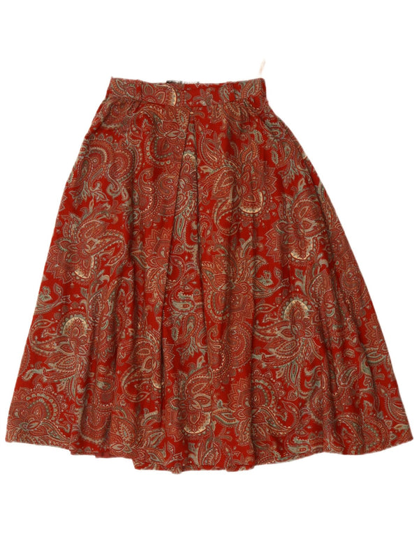 DORENE Damen-Rock in A-Linie mit hoher Taille, EU 36, Größe S, W24, rotes Paisley-Acryl