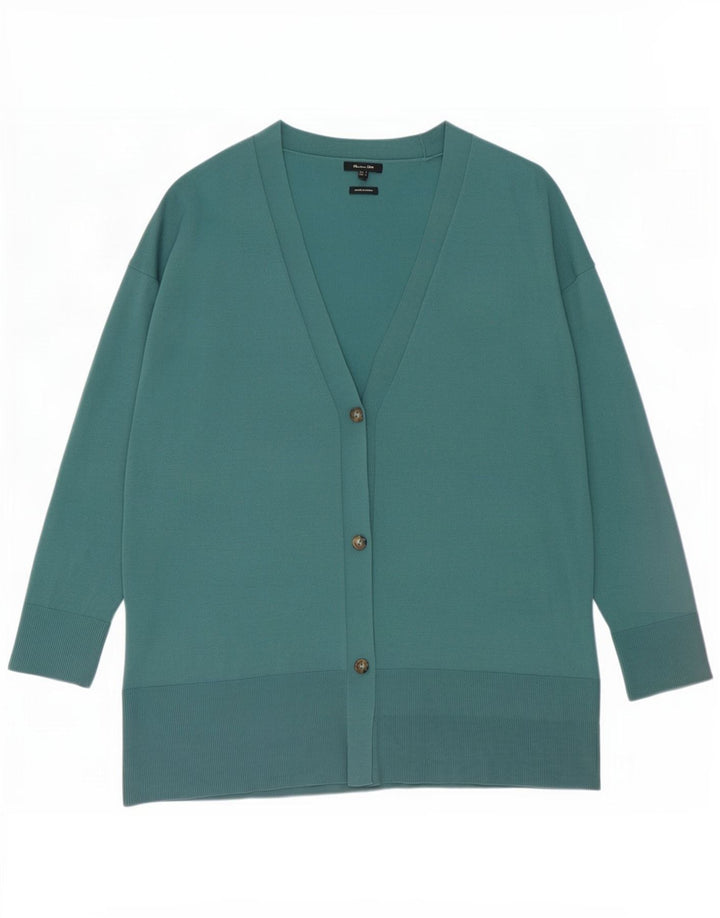 Massimo Dutti Damen-Strickjacke in Übergröße, Gr. 10, Größe S, grüne Viskose