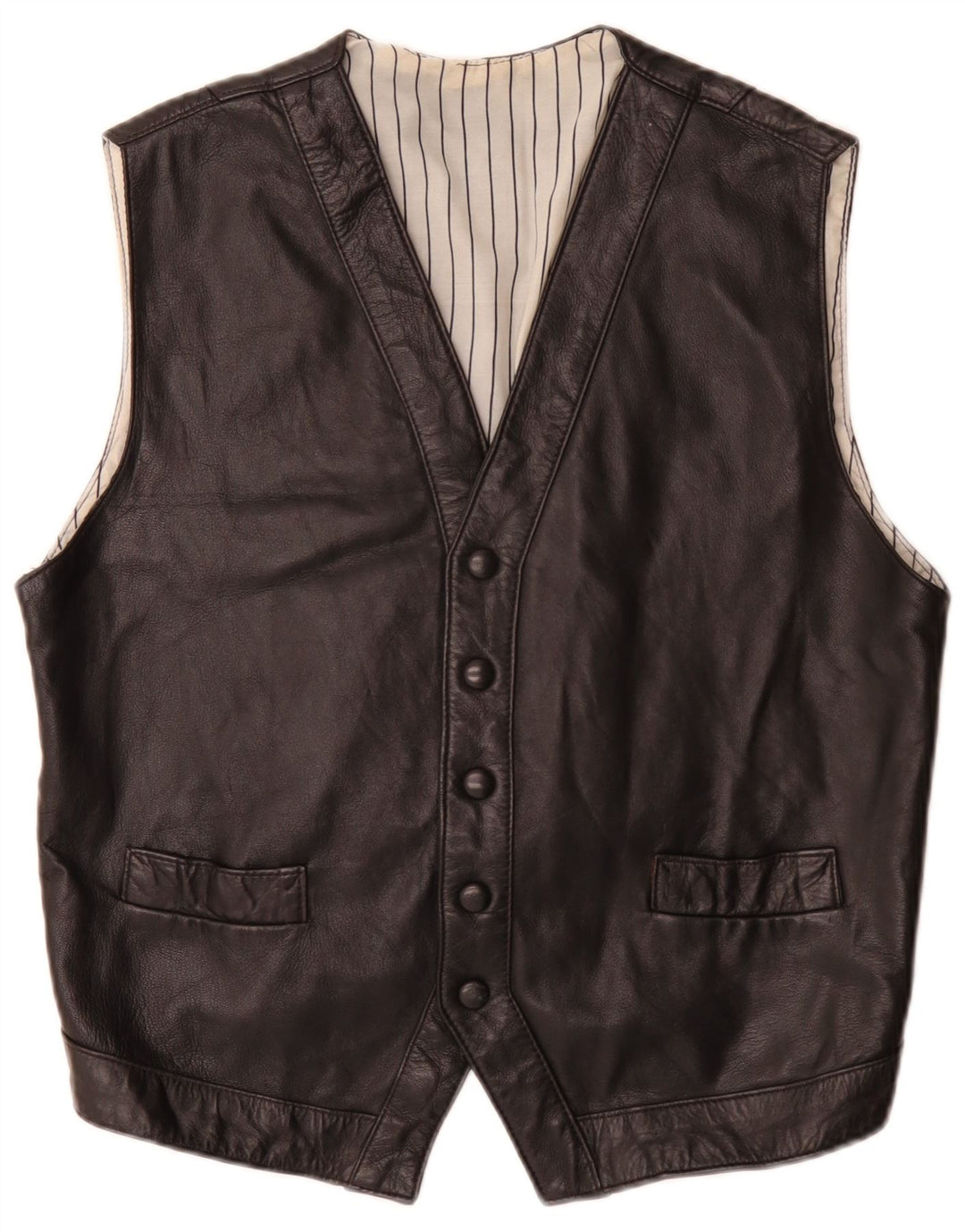 Vintage Herren Lederweste Medium Schwarz