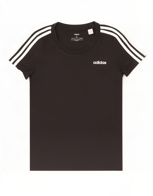 Adidas Damen T-Shirt Top UK 8/10 Small Schwarz Baumwolle