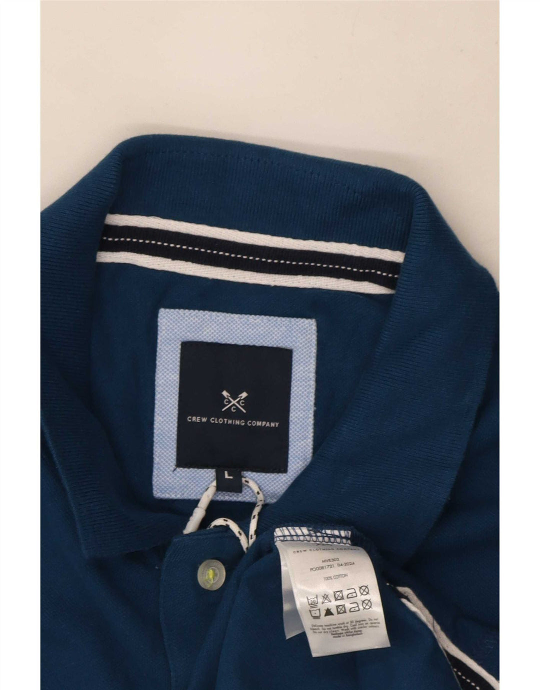 Crew Clothing Herren-Poloshirt, groß, blaue Baumwolle