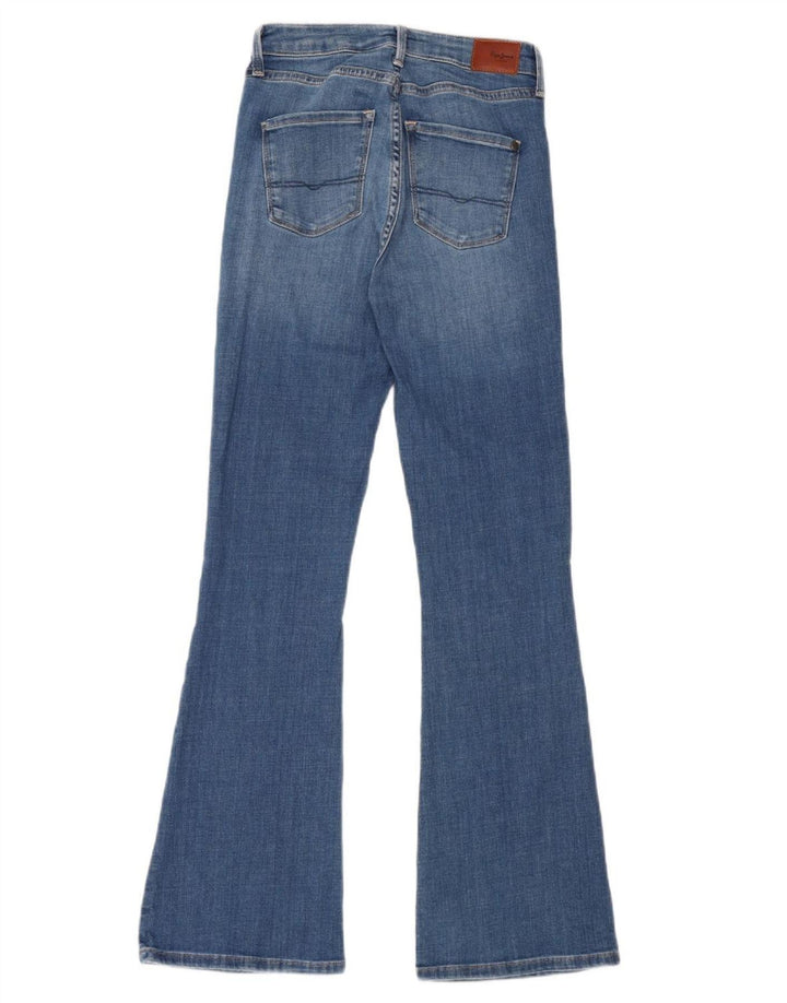 PEPE JEANS Damen-Jeans mit normaler Passform und hoher Taille, ausgestellt, W25 L30, blaue Baumwolle
