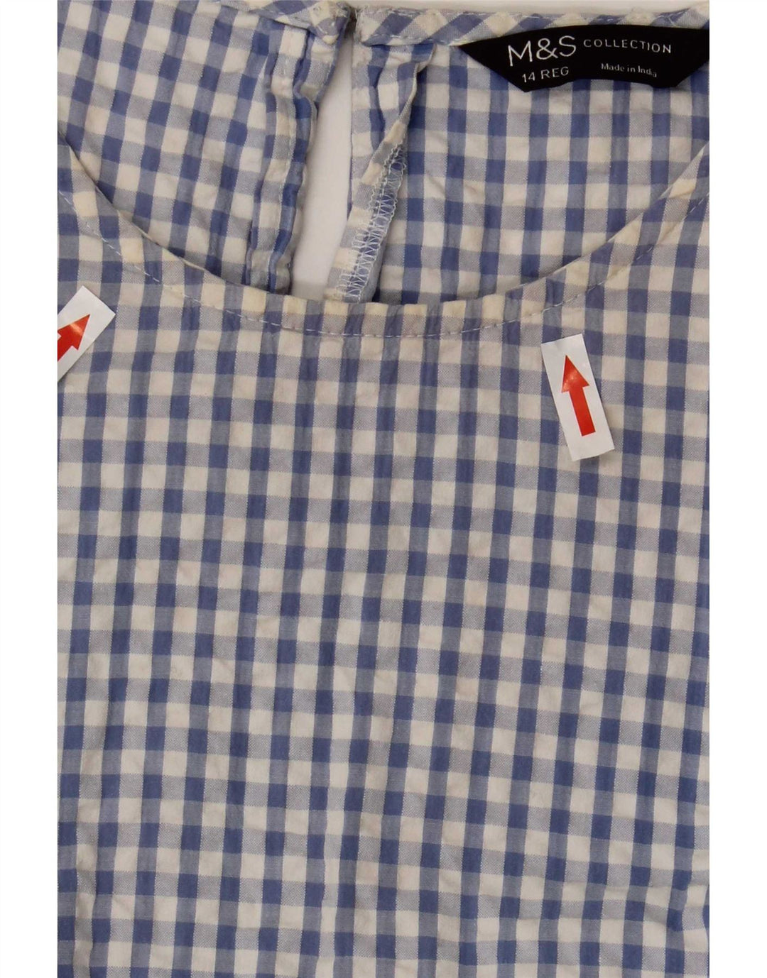 Marks & Spencer Damen Maxikleid UK 14 Mittelblaue Gingham-Baumwolle