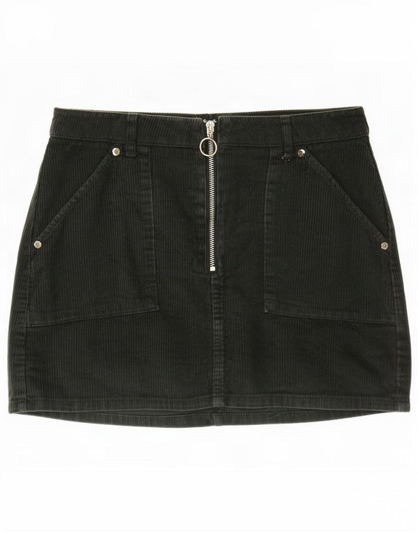 Topshop Womens Petite Cordrock UK 10 Small W28 Grüne Baumwolle