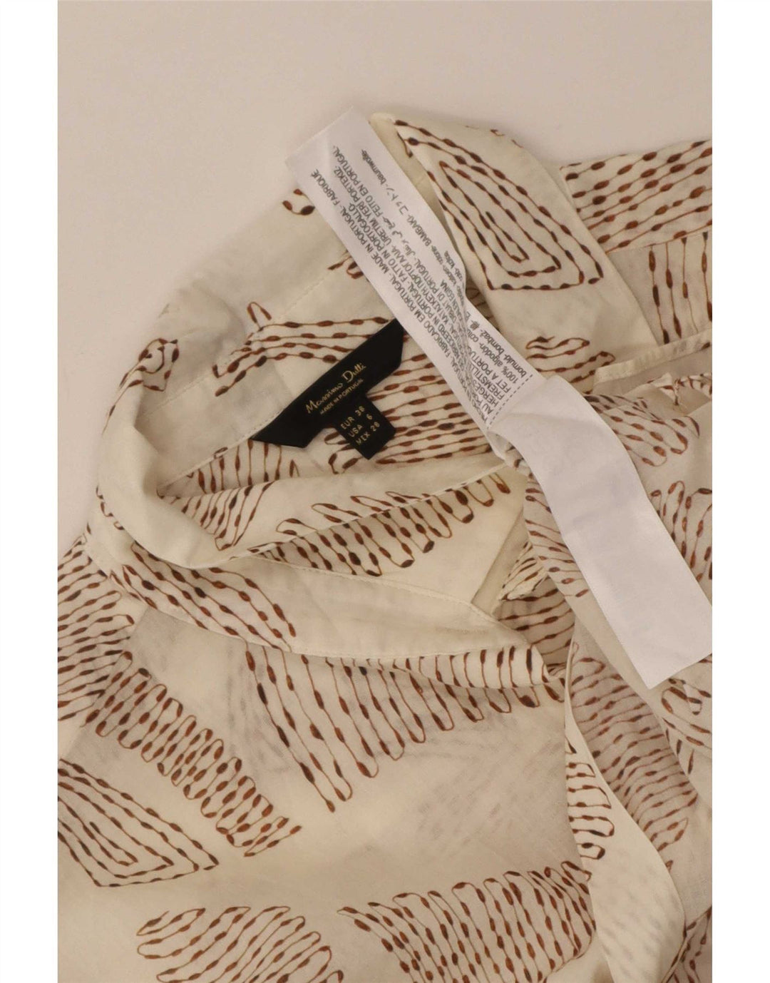 Massimo Dutti Damen-Hemd mit abstraktem Muster, EU 38, kleine weiße Baumwolle