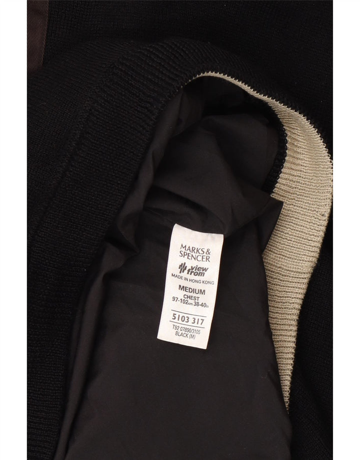Marks & Spencer Herren-Pullover mit Reißverschluss am Hals, Mittelschwarz, Acryl
