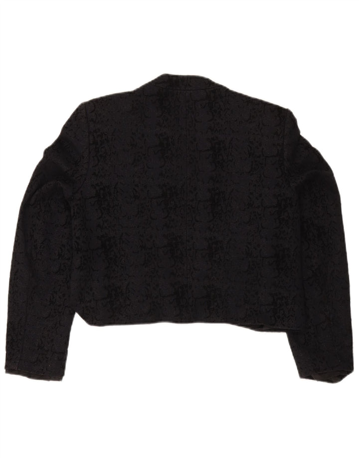 CALVIN KLEIN Womens Open Abstract Pattern Bolero Jacket UK 14 Medium Black