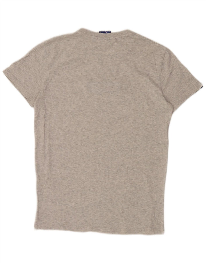 Superdry Herren Grafik-T-Shirt-Oberteil aus mittelgrau gesprenkelter Baumwolle