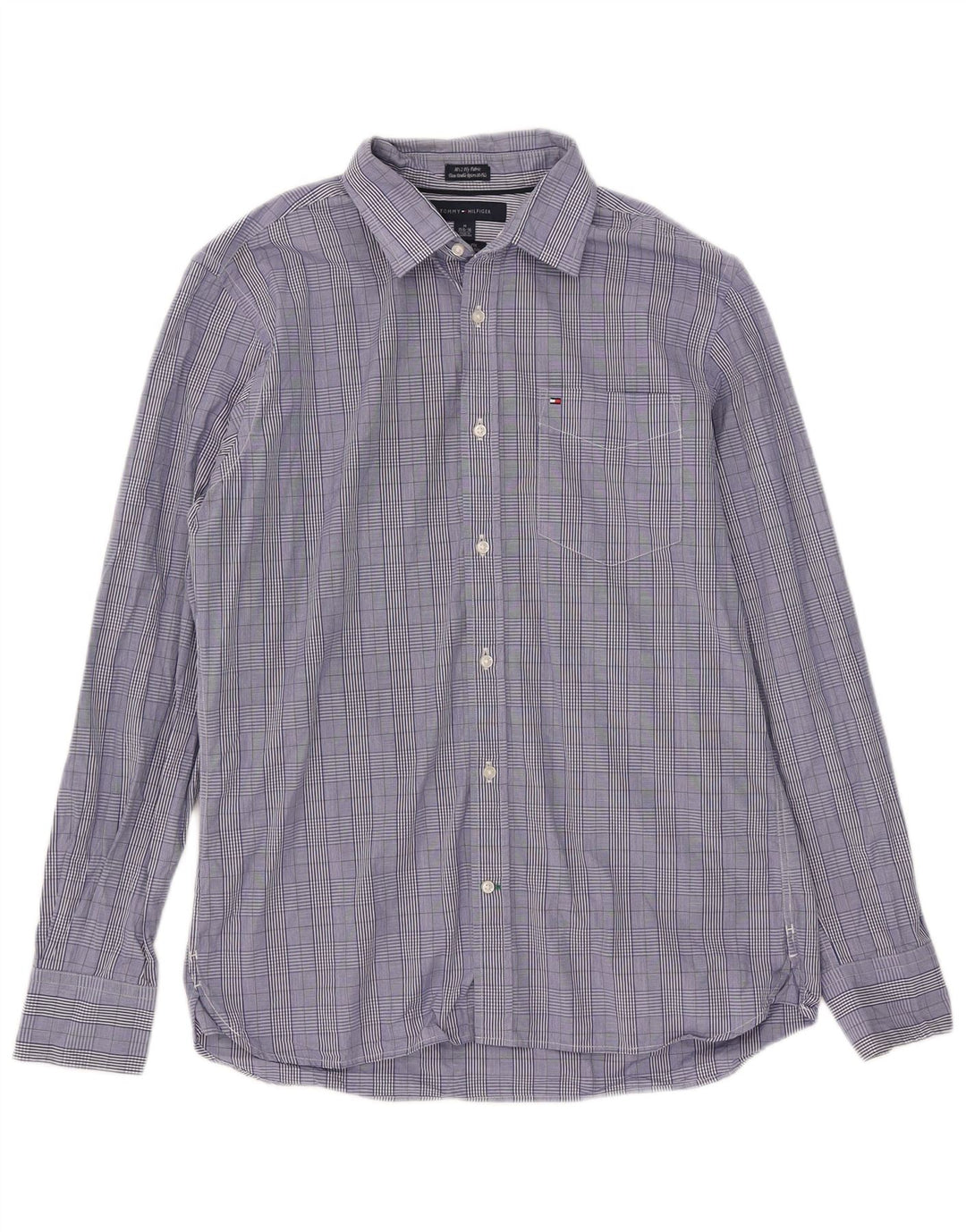 Tommy Hilfiger Herren-Hemd mit individueller Passform, Größe 15 1/2 16, mittelblau kariert