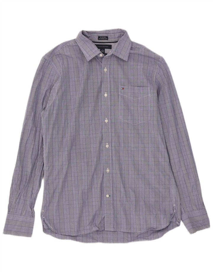 Tommy Hilfiger Herren-Hemd mit individueller Passform, Größe 15 1/2 16, mittelblau kariert