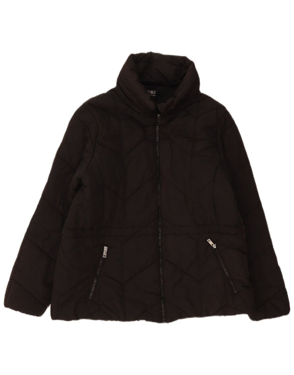 Marks & Spencer Damen Wattierte Jacke UK 18 XL Schwarz Polyester