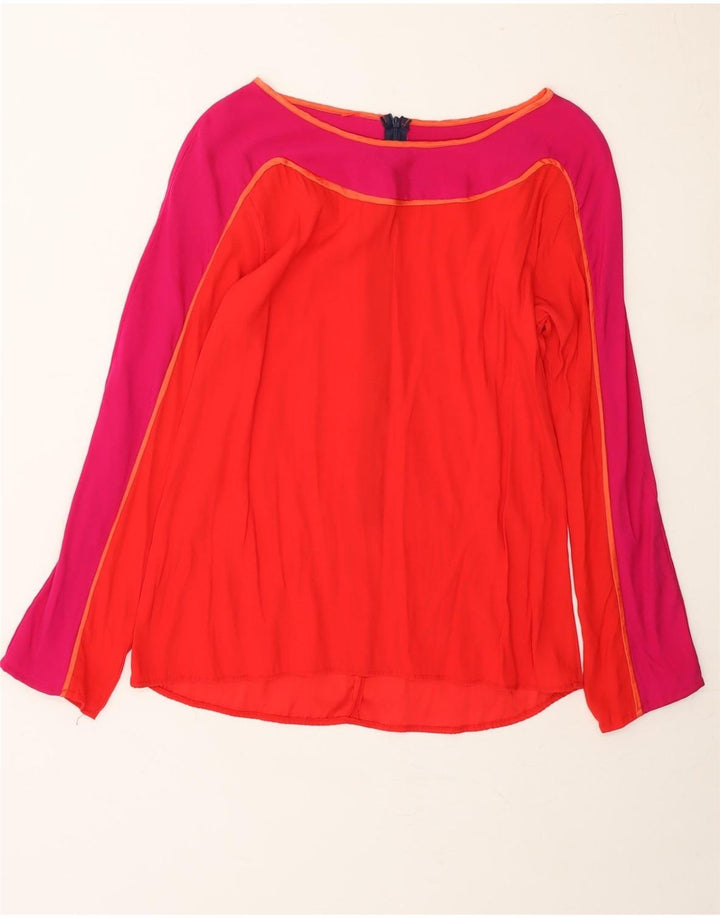 VINTAGE Womens Long Sleeve Blouse Top UK 10 Small Red Colourblock Vintage Vintage and Second-Hand Vintage from Messina Hembry 