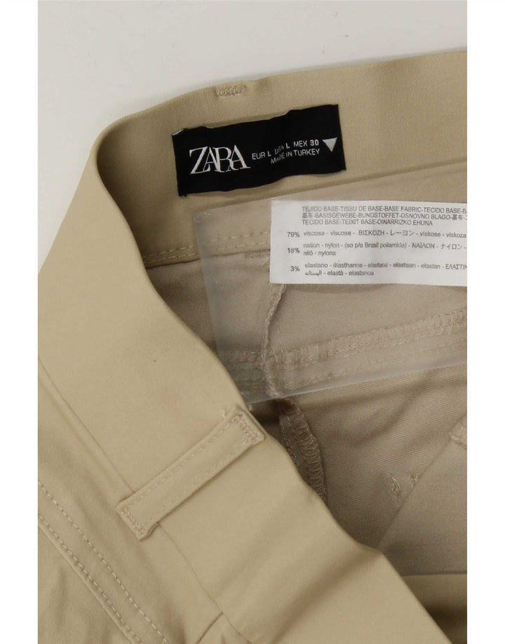 Zara Damen Bootcut-Freizeithose, groß, W30, L27, beige Viskose