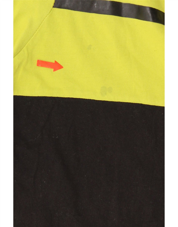 Fila Herren T-Shirt Top Large Gelb Colourblock Baumwolle
