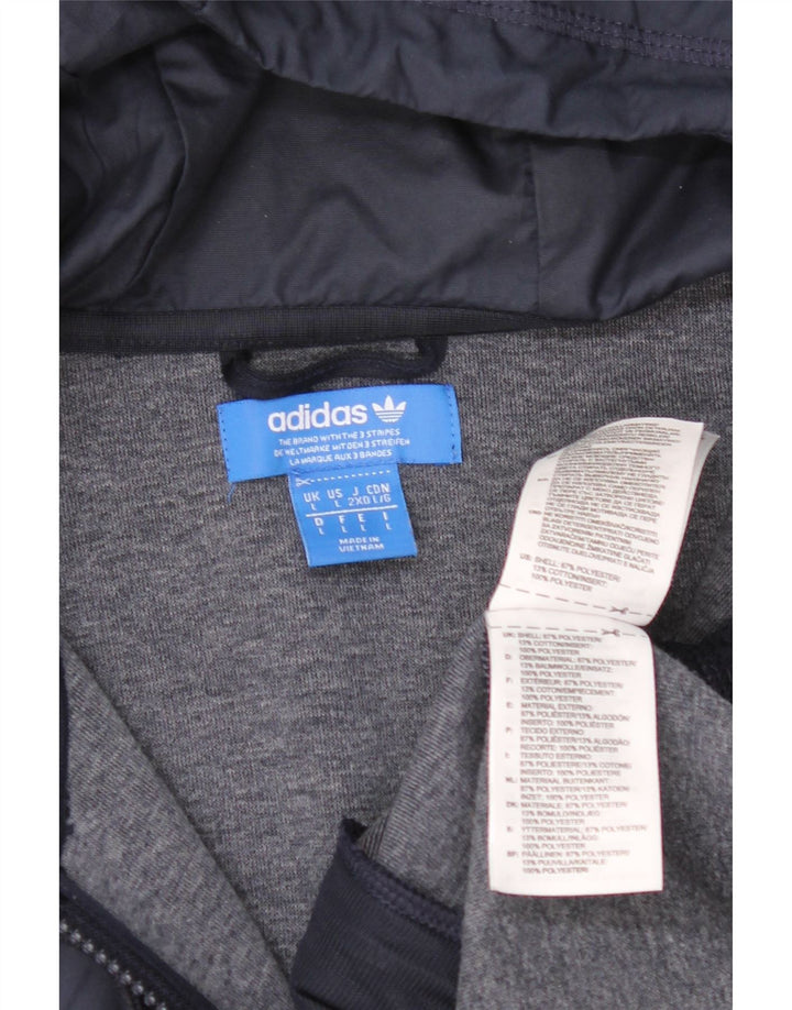 Adidas Herren-Kapuzenpullover mit Reißverschluss, groß, marineblaues Polyester