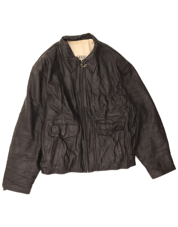 Giorgio Valenti Herren Lederjacke UK 40 Großes schwarzes Leder
