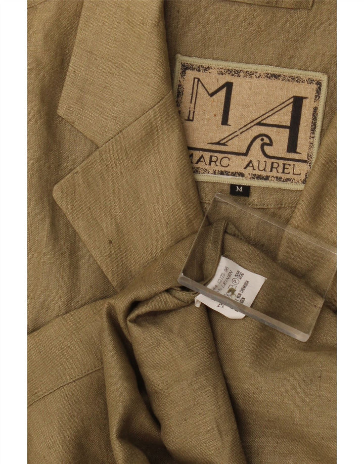 Marc Aurel Damen-Blazer mit übergroßen 4 Knöpfen, Größe UK 14, mittleres Khaki-Leinen