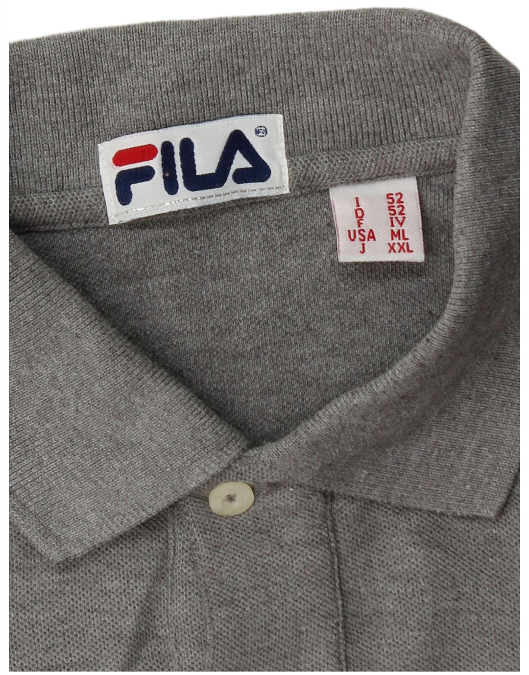 FILA Mens Long Sleeve Polo Shirt IT 52 Large Grey Cotton