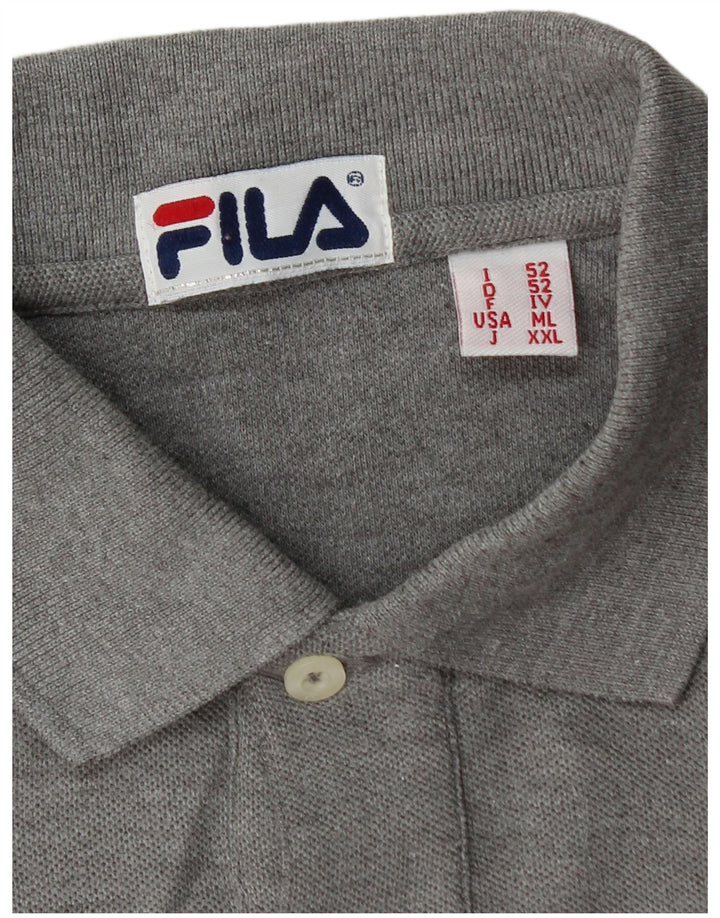 FILA Mens Long Sleeve Polo Shirt IT 52 Large Grey Cotton