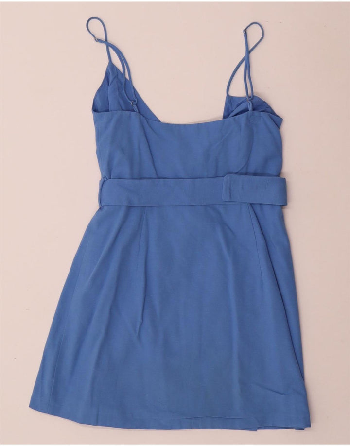 ZARA Damen Slip-Kleid UK 12 Mittelblau