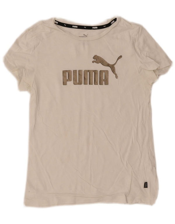 Puma Mädchen Grafik T-Shirt Top 11-12 Jahre Weiß
