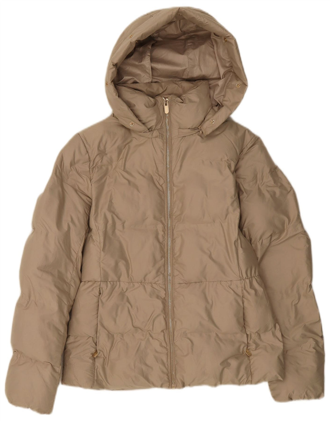 ZARA Damen Wattierte Jacke mit Kapuze UK 14 Medium Beige Polyester