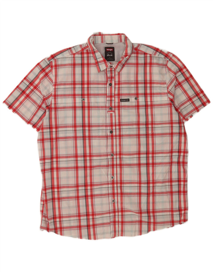 Wrangler Herren-Hemd, kurzärmelig, reguläre Passform, XL, rot kariert, Baumwolle