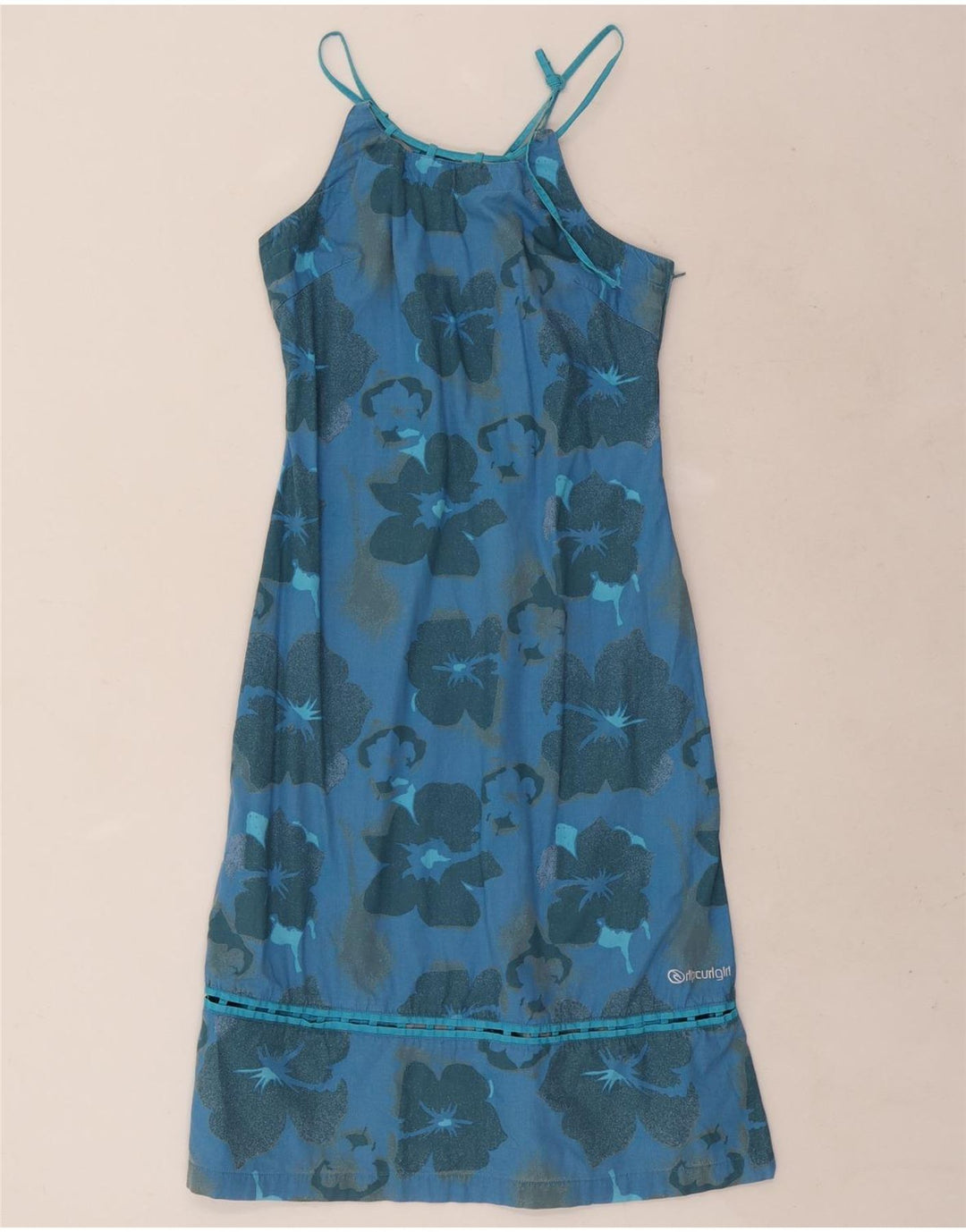 Rip Curl Damen Neckholder-Kleid, EU 38, mittelblaue Blumen-Baumwolle