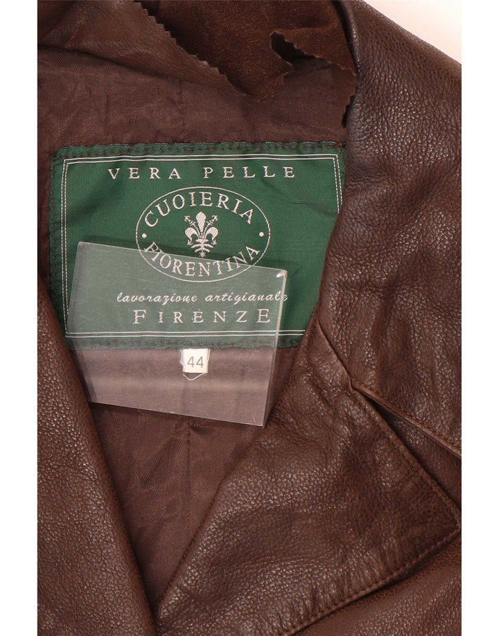 Lavorazione Artigianale Damen-Blazerjacke mit 3 Knöpfen IT 44 Mittelbraun