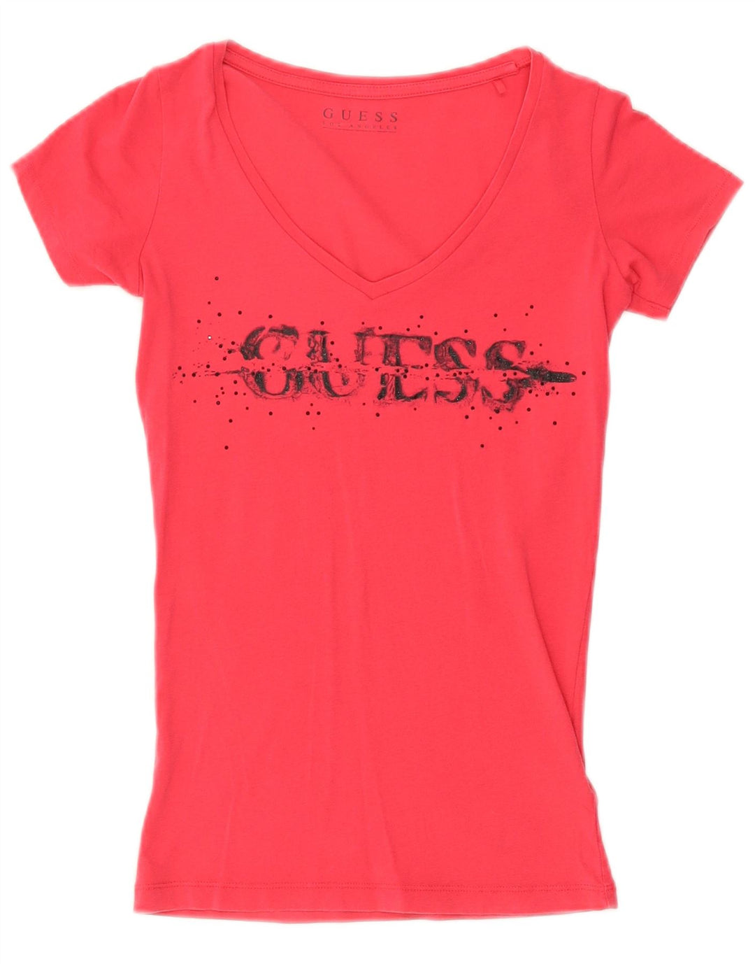 GUESS Damen Grafik T-Shirt Top UK 4 XS Rosa Baumwolle