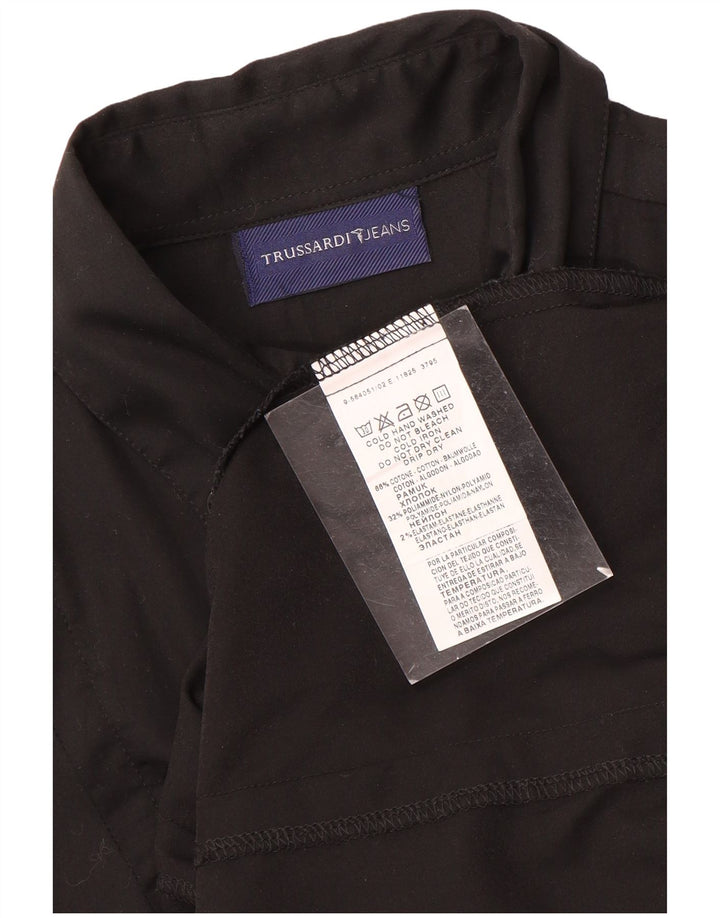 Trussardi Jeans Damenhemd UK 12 Mittelschwarze Baumwolle