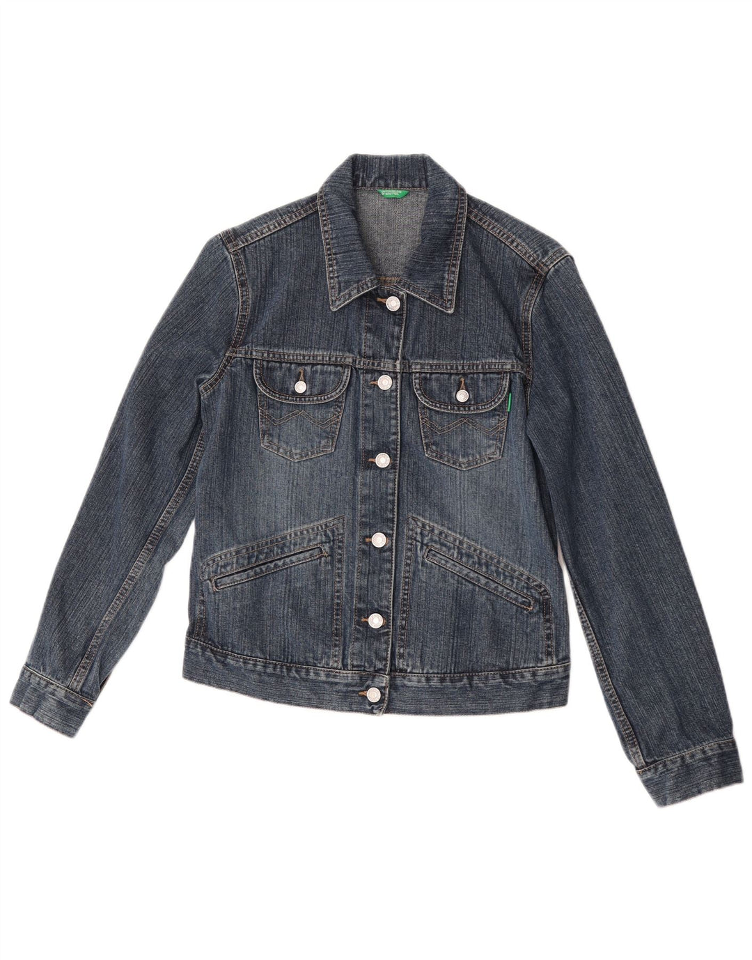 Benetton Damen Jeansjacke UK 10 Small Blaue Baumwolle