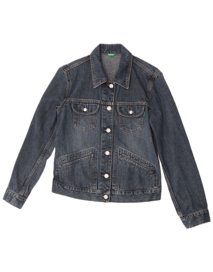Benetton Damen Jeansjacke UK 10 Small Blaue Baumwolle