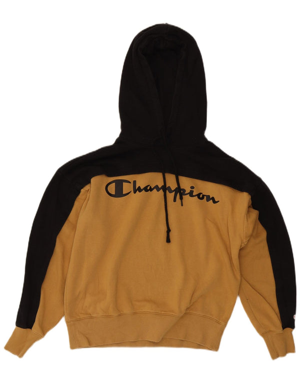 Champion Womens Graphic Hoodie Pullover UK 14 Mittelgelber Farbblock