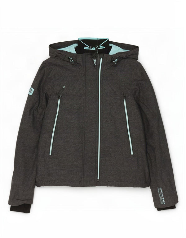 Superdry Damen-Regenjacke mit Kapuze, UK 16, großes graues Nylon